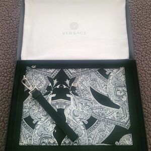 Unisex Versace Black and White Baroque Clutch